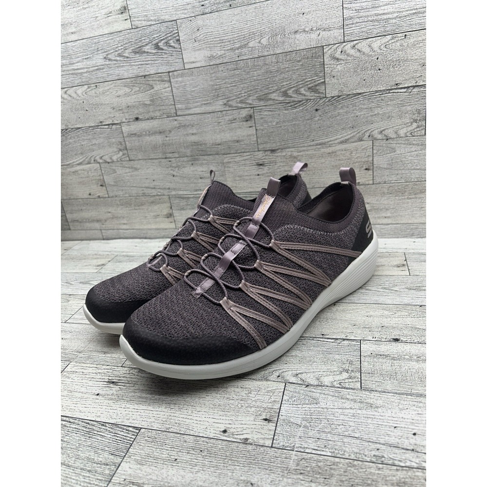Skechers Womens Plum Purple Arya Memory Foam Slip On Bungee Sneakers Shoes Sz 11